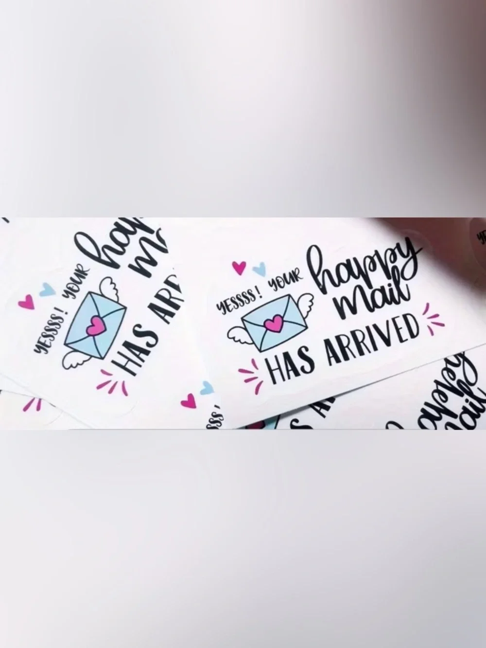 100 Happy Mail Stickers - Blue Envelope with Pink Heart - Picture 4 of 5